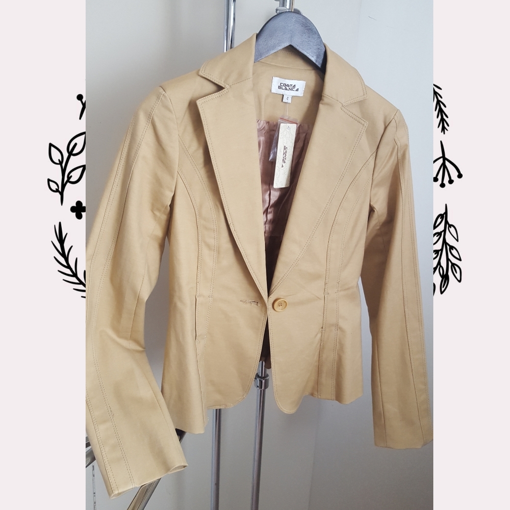 Y2K🔥Vintage Costa Blanca🍂Long Collar One Button Slimfit Blazer Jacket